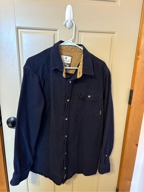Men's Dark Navy Button-Up Shirt with Contrast Collar